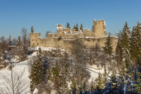 Hohenfreyberg castle ruins near Pfronten in Allgaeu, Swabia, Bavaria, Germany, Pfronten, Bavaria,