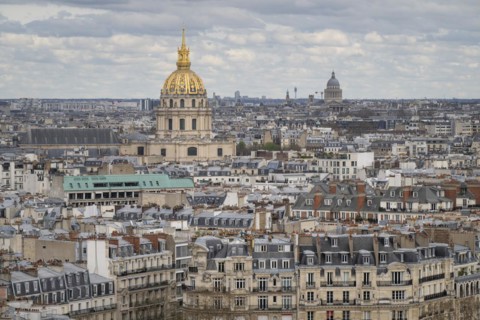 View from the Eiffel Tower to the Invalides, Paris, Ile-de-France, France, Europe