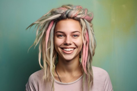 Youngs miling woman with dreadlocks. KI generiert, generiert, AI generated