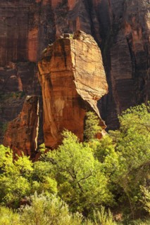 Rock needle at the Temple of Sinawava, Zion National Park, Colorado Plateau, Utah, USA, Zion
