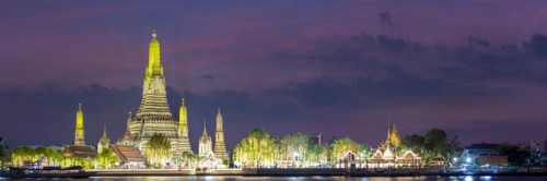 Festive lighting on New Year's Eve at Wat Arun, Temple of Dawn, Bangkok, Thailand, Asia