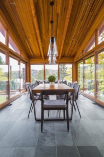 Four season gazebo and industrial style black with clear glass pendant lighting fixtures over wood