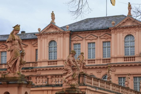 Court of honour baroque three-winged complex Rastatt Palace, former residence of the Margraves of