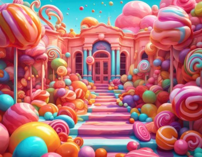Abstract and fantastic background of colorful candies, AI generated