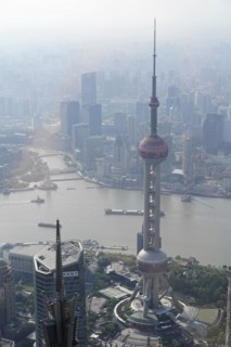 View from the 632 metre high Shanghai Tower, nicknamed The Twist, Shanghai, People's Republic of