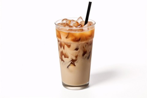 Iced coffee on white bakcground. KI generiert, generiert, AI generated