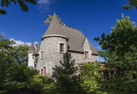 2006 reproduction of a 16th century grey stone and mortar Renaissance castle style residential home