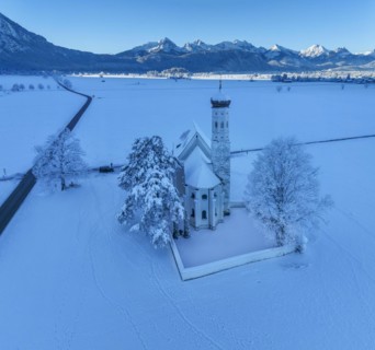 Pilgrimage church of St Coloman near Schwangau, Allgaeu, Swabia, Bavaria, Germany, Schwangau,