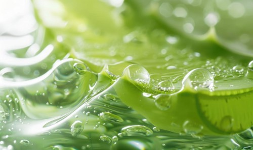 Close-up of aloe vera gel being extracted and blended with botanical oils and essences AI generated
