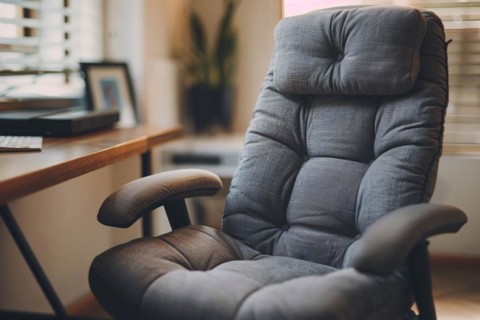 Close up of office chair with armrest. KI generiert, generiert, AI generated