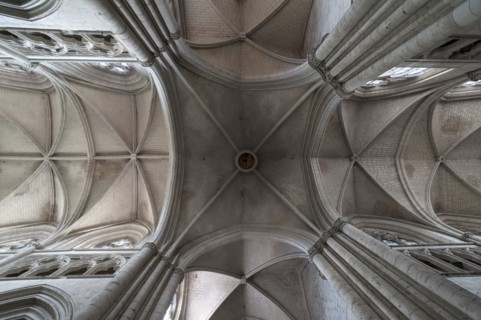 13th century central vault, Notre Dame de l'Assomption Cathedral, Lucon, Vendee, France, Europe