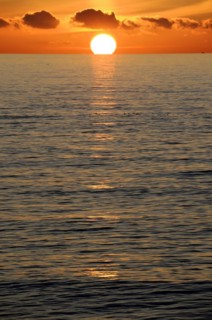 Beach 5 km south of Westerland, Sylt, North Frisian Island, Schleswig Holstein, Sunset with the sun