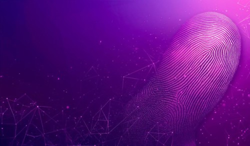 Abstract of fingerprint on gradation. generative AI, AI generated