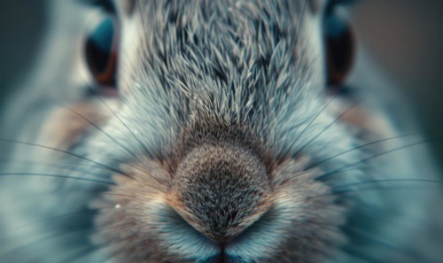 Close-up of a curious bunny's nose twitching AI generated