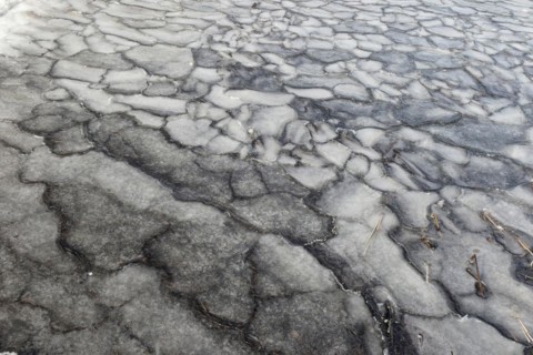 Winter, ice pattern formation, Chateauguay River, Province of Quebec, Canada, North America