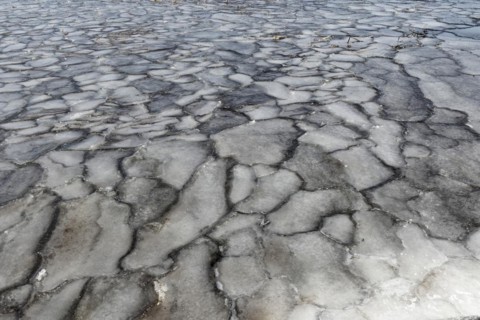 Winter, ice pattern formation, Chateauguay River, Province of Quebec, Canada, North America