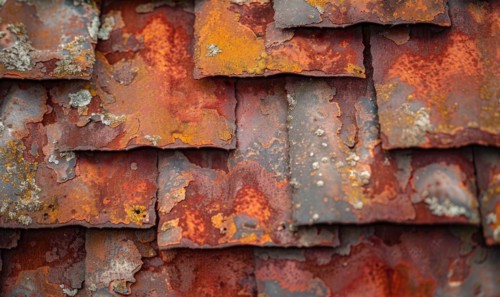 Rusted iron sheets in shades of deep orange and red, rusted metal background AI generated