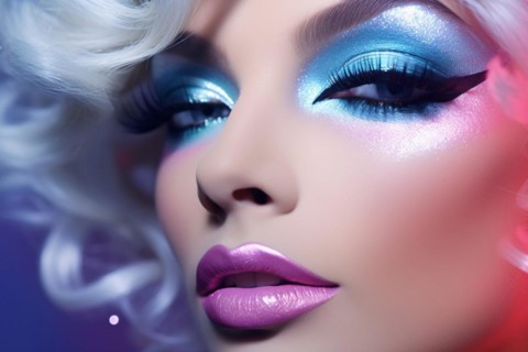 Close up of face of Drag Queen. KI generiert, generiert, AI generated