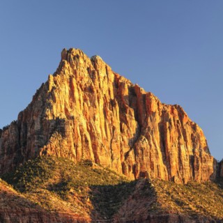 Watchman Mountain at sunset, Zion National Park, Colorado Plateau, Utah, USA, Zion National Park,