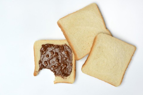 Hazelnut cream on toast, toast