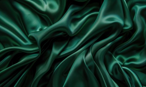 Background covered in opulent silk fabric in regal emerald green AI generated