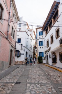 Alley in the old town centre of Sitges, Spain, Europe