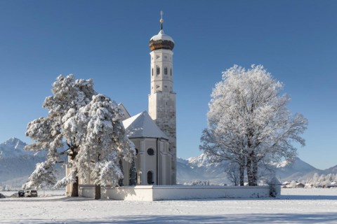 Pilgrimage church of St Coloman near Schwangau, Allgaeu, Swabia, Bavaria, Germany, Schwangau,