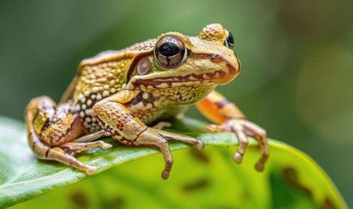 Close-up of Rana arvalis perched on a leaf AI generated
