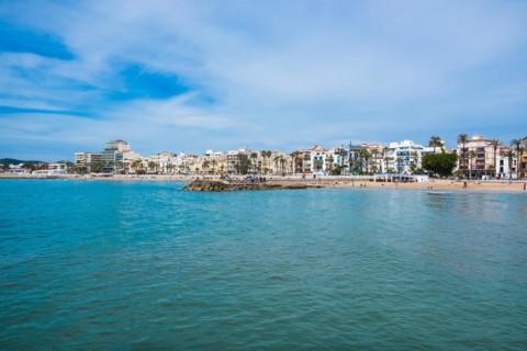 Beach and promenade in Sitges, Spain, Europe