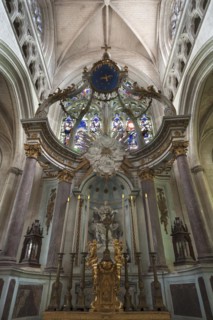 Main altar from the late 18th century, Notre Dame de l'Assomption Cathedral, Lucon, Vendee, France,