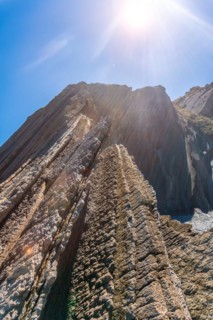 Flysch Basque Coast Geopark in Zumaia, Gipuzkoa. Layers of hard cohesive rocks interspersed with