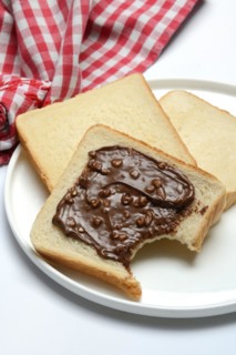Hazelnut cream on toast, toast