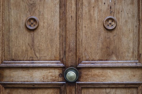 Application on wood, antiqued door fitting on a historic front door, Old Town Lindau (Lake