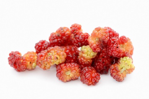 Strawberry spinach (Chenopodium foliosum, Blitum virgatum), fruits on a white background, vegetable