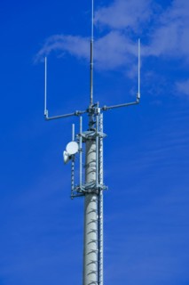 Mobile phone mast near the Avacon substation Helmstedt, Helmstedt, Lower Saxony, Germany, Europe