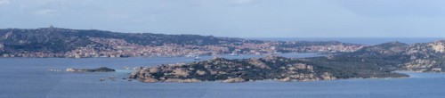 View of the coast at La Maddalena, panoramic photo, Palau, Sardinia, Italy, Oceania
