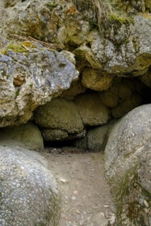 Calcareous tufa formation in a cave of the calcareous tufa terraces in the upper Wiesaz valley in