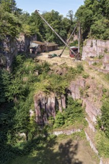 Disused Michelnau quarry, Michelnau tuff, red basalt, red lava, cinder agglomerate, Tertiary