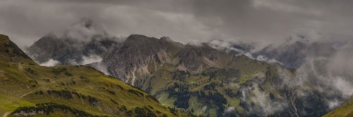 Panorama from Zeigersattel to Hoefats 2259m, Allgaeu Alps, Allgaeu, Bavaria, Germany, Europe