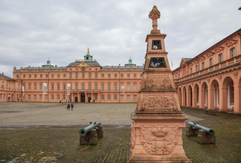 Court of honour baroque three-winged complex Rastatt Palace, former residence of the Margraves of