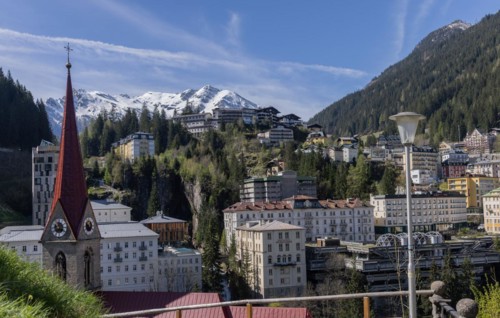 Panorama of Bad Gastein, church, hotels