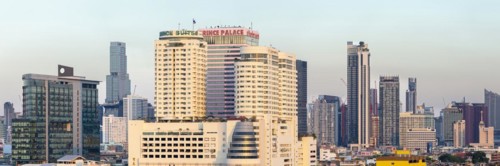 Panorama from Golden Mount, skyline of Bangkok, Thailand, Asia