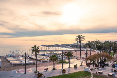 Promenade in Sitges, Spain, Europe