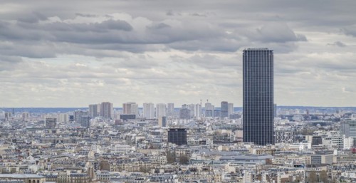 View from the height of the Eiffel Tower to the Montparnasse Tower, Paris, France, Europe