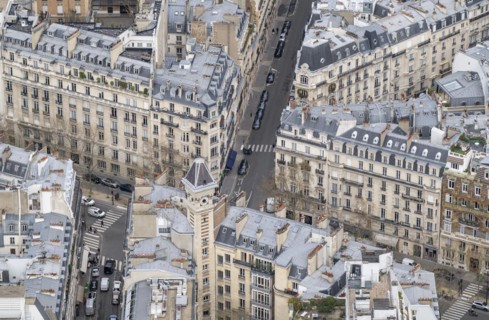 View of Belle Epoque houses from the Eiffel Tower, Paris, Ile-de-France, France, Europe