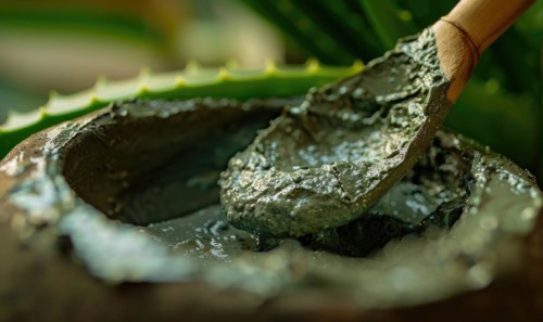 Close-up of organic clay, beauty and health care AI generated