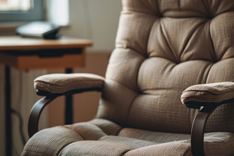 Close up of office chair with armrest. KI generiert, generiert, AI generated