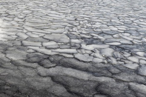 Winter, ice pattern formation, Chateauguay River, Province of Quebec, Canada, North America