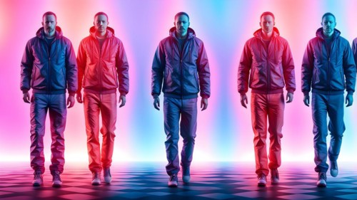 AI generated sequence of photos transitioning through a range of digital distortions symbolizing