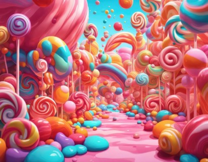 Abstract and fantastic background of colorful candies, AI generated
